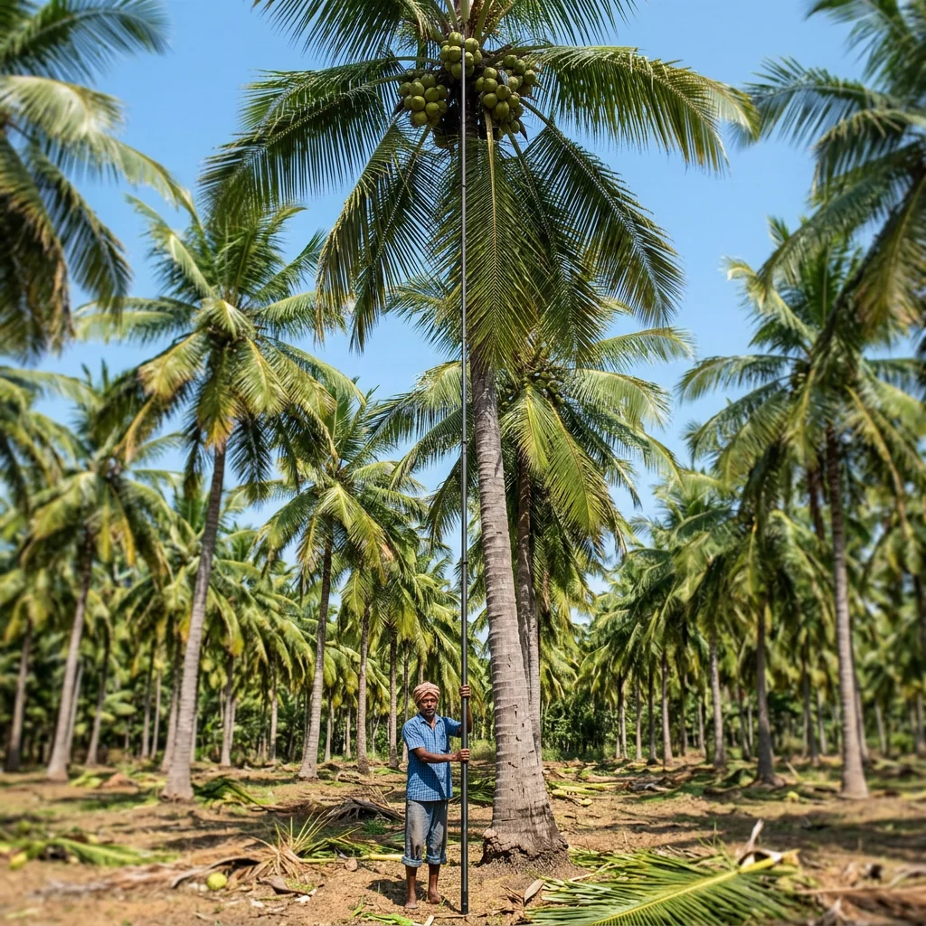ASEK 52ft 62ft Telescopic Pole for Harvesting or Fruit Plucking Coconut Cutting Hand Tools