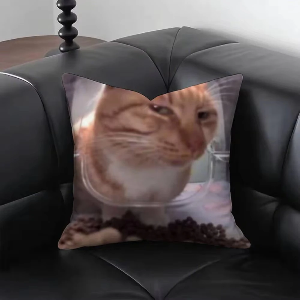 مضحك القط M-Meme وسادة غطاء الرموز التعبيرية طباعة كيس وسادة تصميم مجردة ديكور المنزل لغرفة المعيشة أريكة غرفة نوم