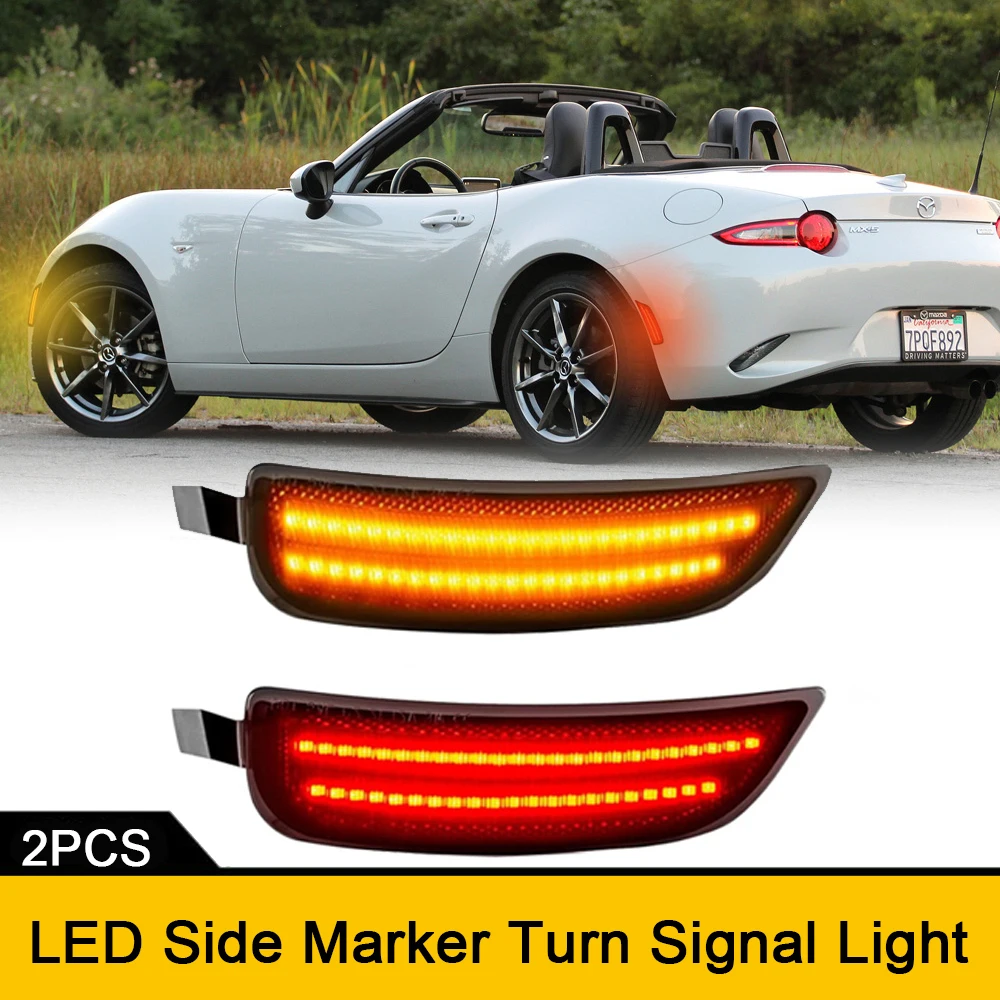 

4Pcs Front Rear Bumper LED Side Marker Indicator Lights For Mazda Miata MX-5 2016-2022 Smoke Lens OEM#NA1J515F0B Car Turn Signal