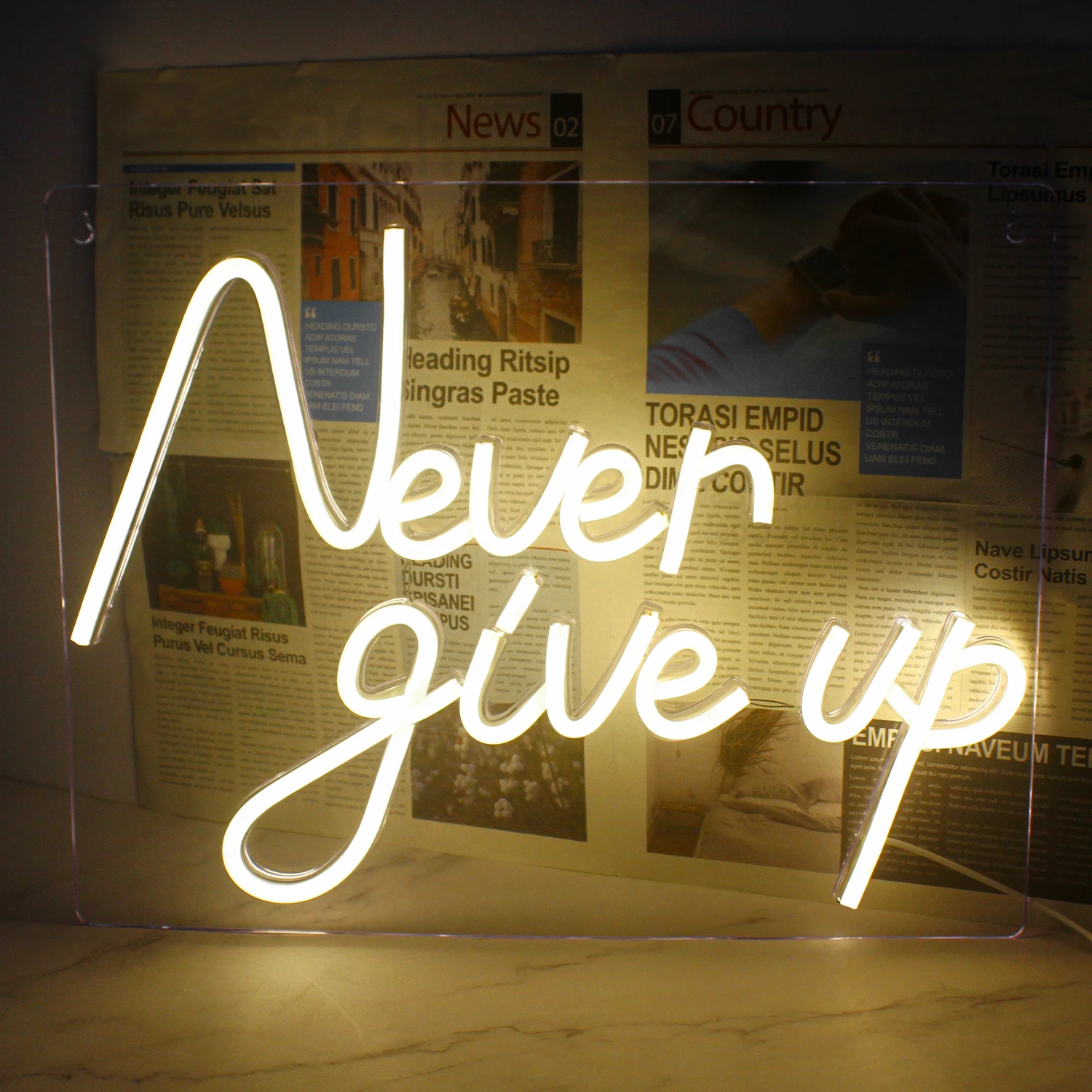 

Never give up Neon Sign for Wall Decor Warm White LED Signs for Bedroom Kid Room Study Room Wedding Game Zone Party Decor USB