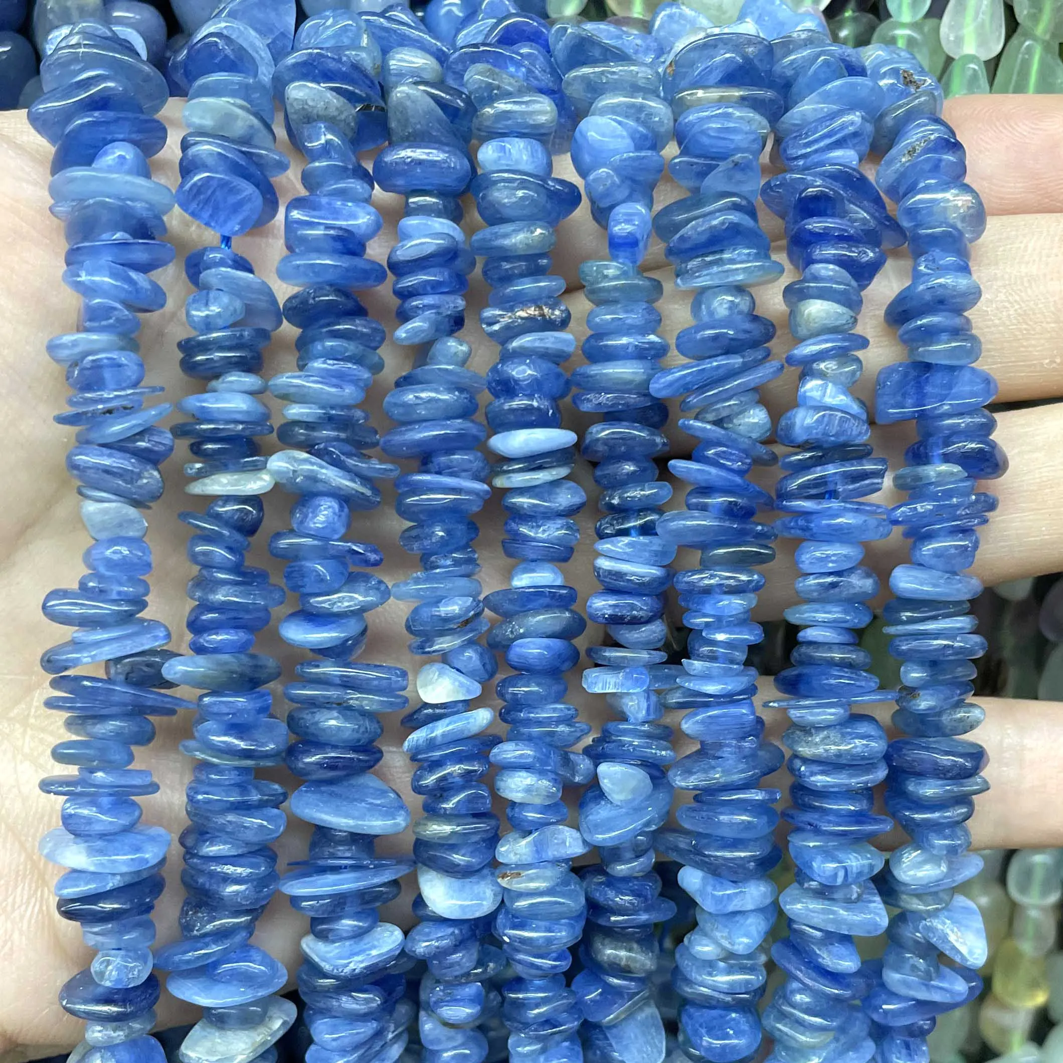 5-8MM Natural Irregular Chips Blue Kyanite Freeform Gravel Stone Spacer Loose Beads For Jewelry Making DIY Bracelet Accessories