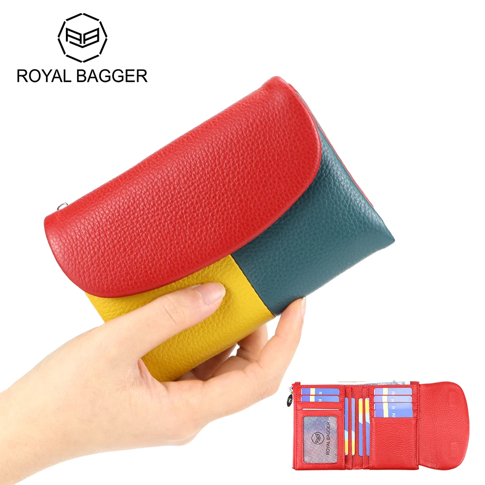 

Royal Bagger Trendy Short Wallets for Women, Multiple Slot Card Holder Wallet, Vintage Leather Trifold Simple Coin Purse 1618