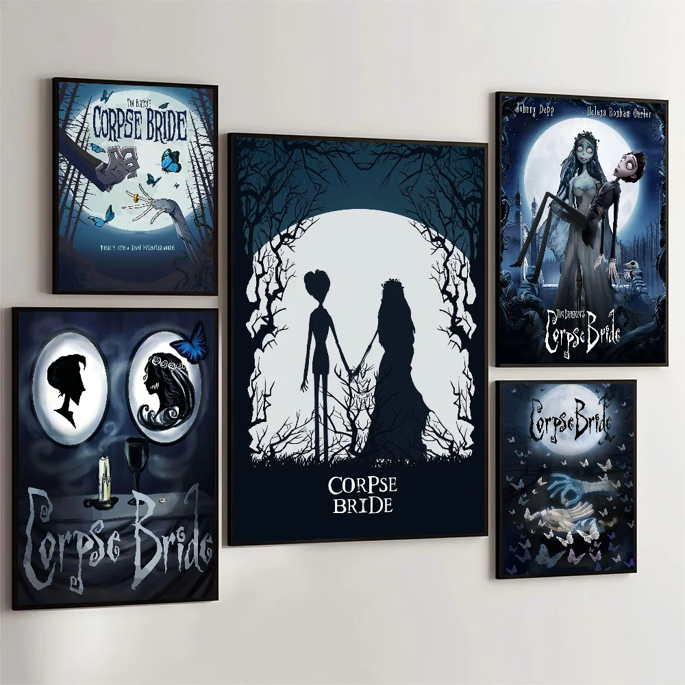 C-Corpse Bride Cartoon Poster Self-adhesive Art Waterproof Paper Sticker Coffee House Bar Room Wall Decor