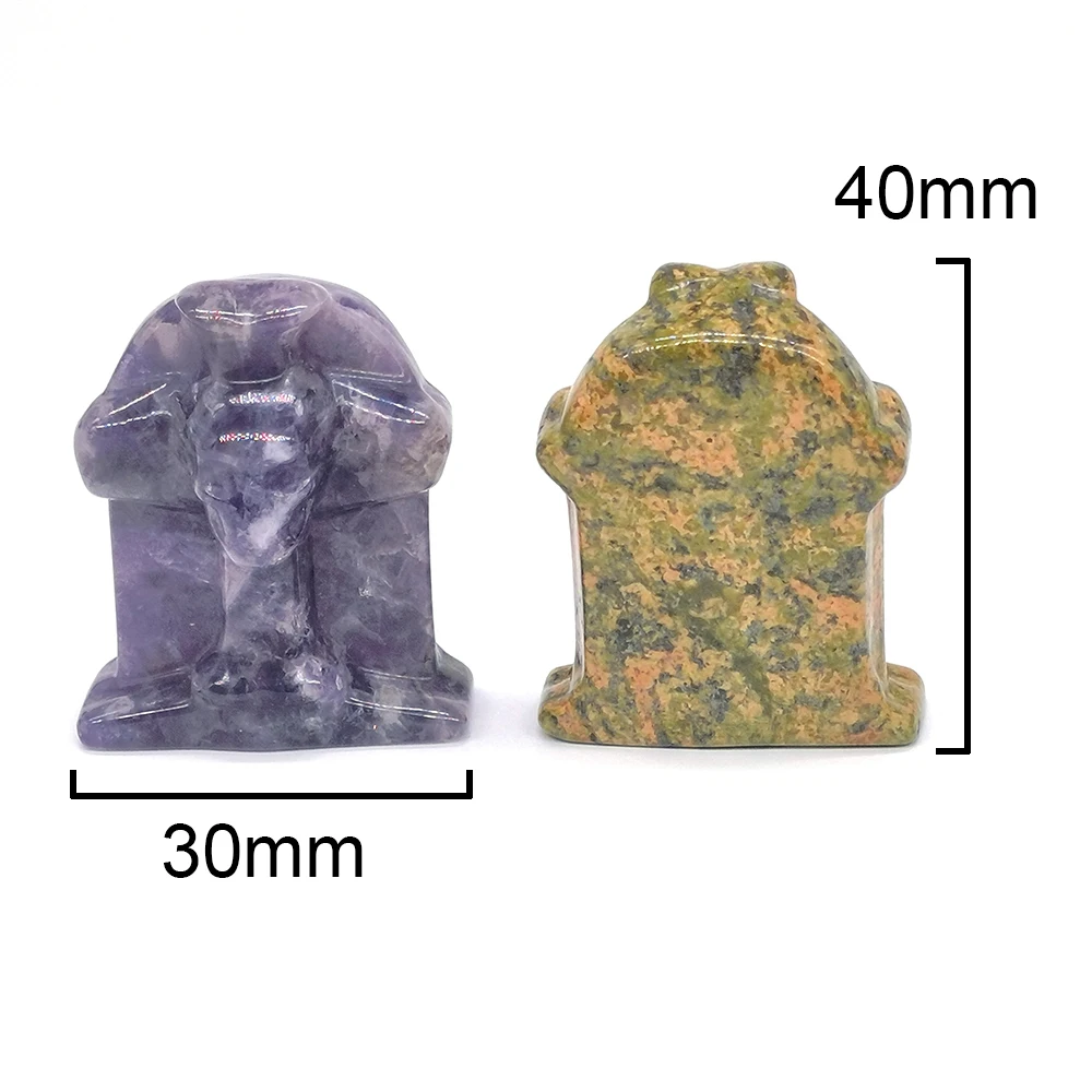 40MM Skull Cross Tombstone Figurine Natural Stones Crystals Amethyst Rose Quartz Opalite Carving Reiki Halloween Home Decor Gift