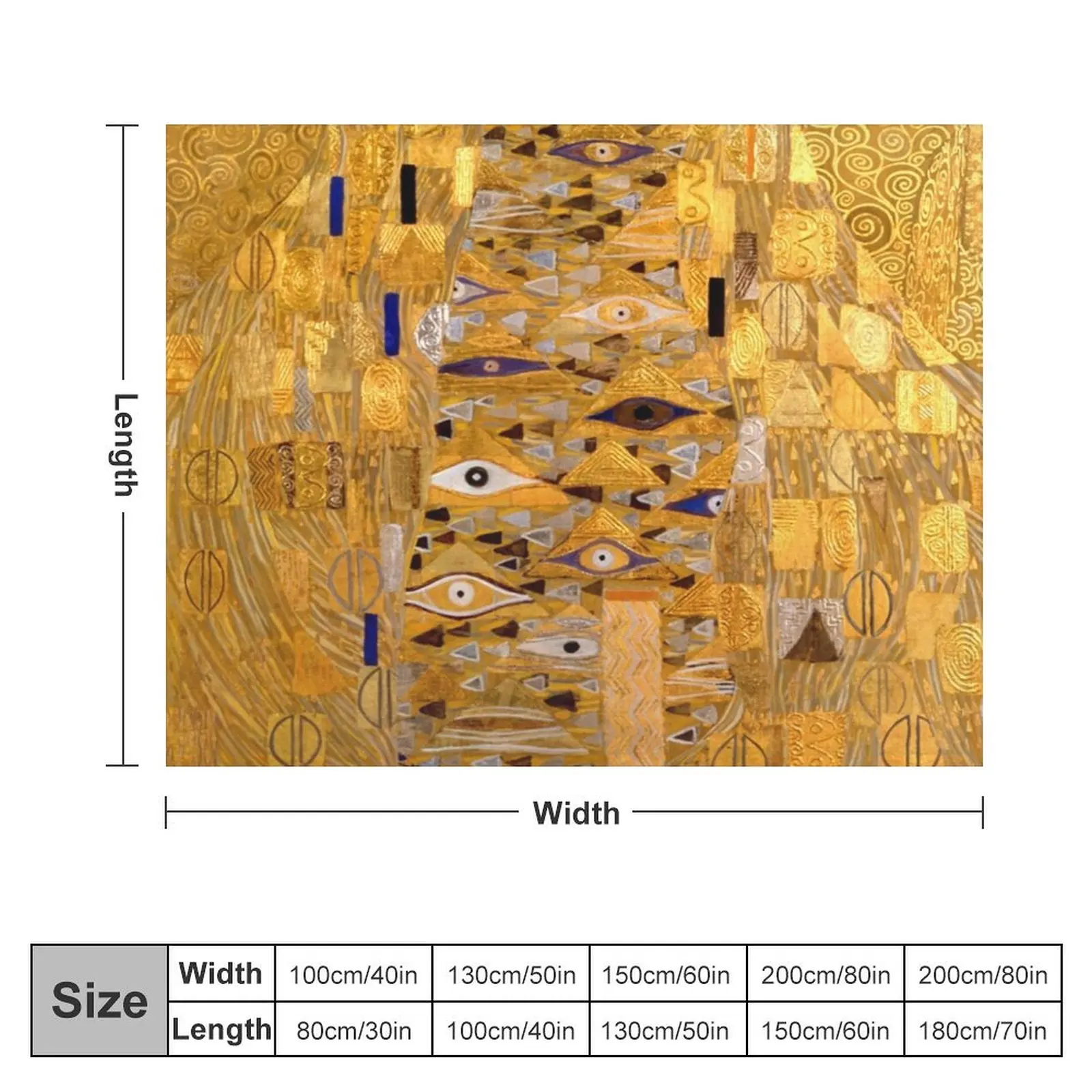 Adele Bloch-Bauer I - Detail by Gustav Klimt Gold Throw Blanket Single Thermal Polar Blankets