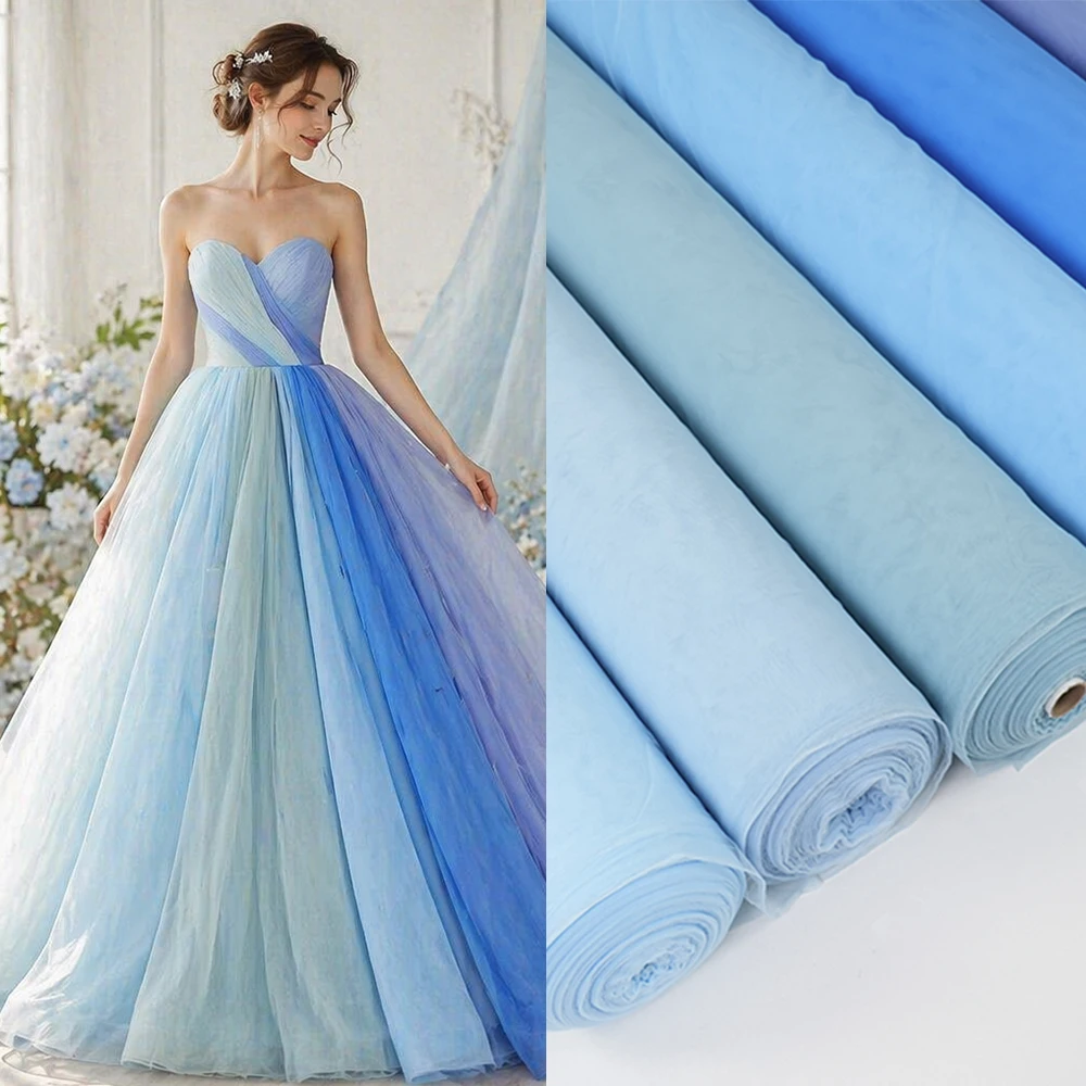 Light Blue Power Mesh Fabric is suitable for splicing dance costumes or figure skating outfits