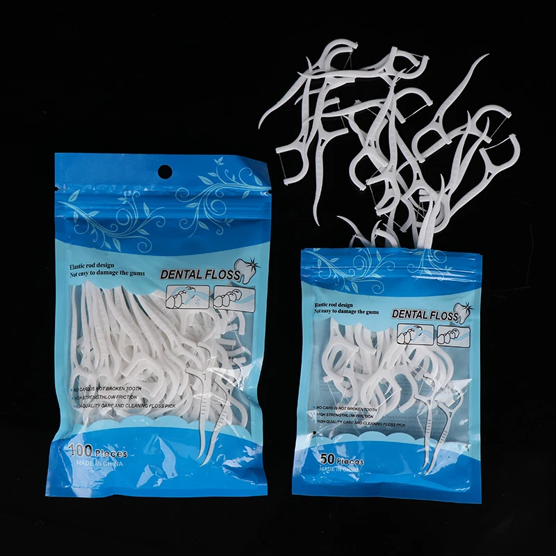 100Pcs Disposable Dental Flosser Interdental Brush Toothpicks Teeth Cleaning For Personal Teeth Care..
