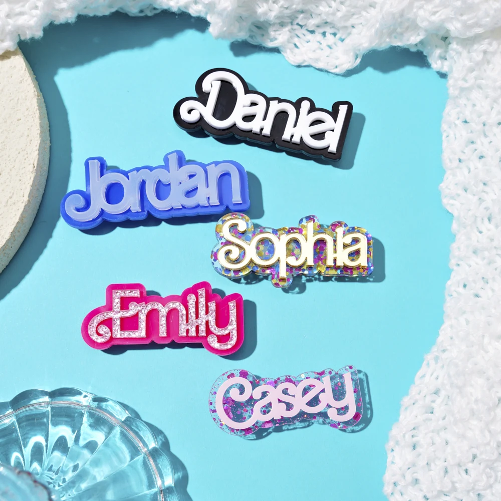 1 PC Personalized Name Shoe Charms | Custom Text Cut-Out Charms | Multi Color Acrylic Clog Accessories view 5