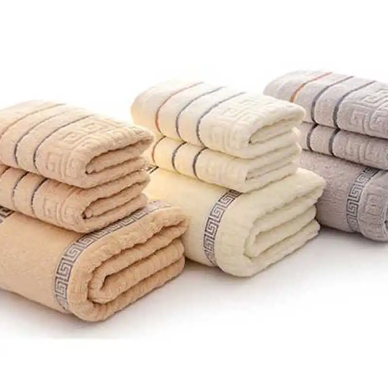 

3 Pack Bathroom Towel Set 100% Cotton Bath Towel For Adult Geometric Terry Face Towels Sport Travel Gym Hand Washcloths