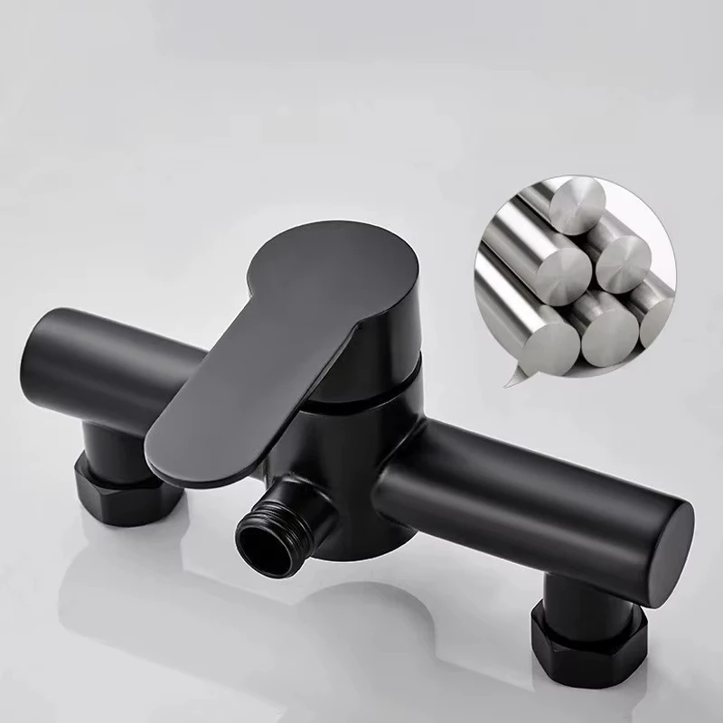 304 Stainless Steel Bathroom Shower Faucet Wall Mounted Triple Tub Faucet Hot and Cold Water Mixing Valve Faucet with G1/2 Inch image 5