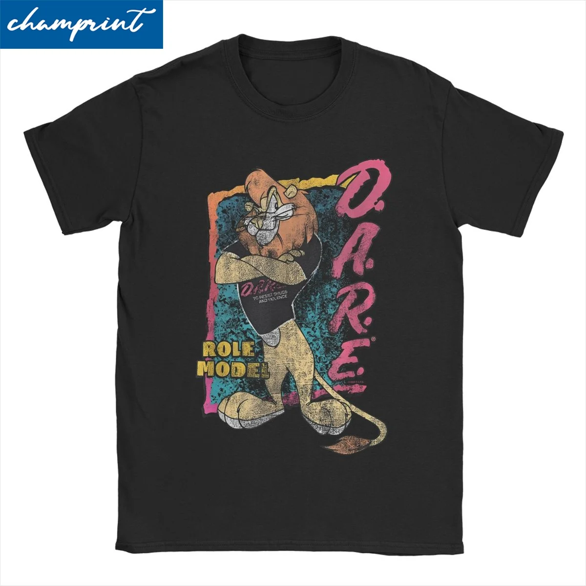 D.A.R.E. Program 90's Style Daren The Lion Role Model PSA T-Shirt for Men Women Cotton Tees Round Collar T Shirt Gift Idea Tops
