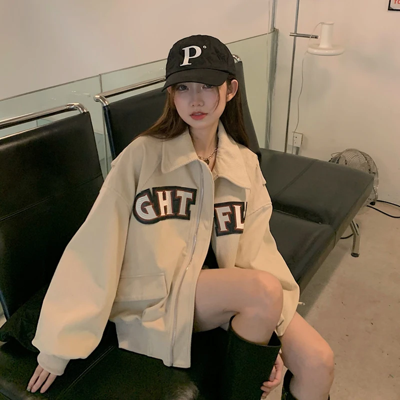 

Corduroy Baseball Jaet Women's Casual Loose Workwear Sle Spring Autumn High Street Faion Ins Trendy Outerwear Top