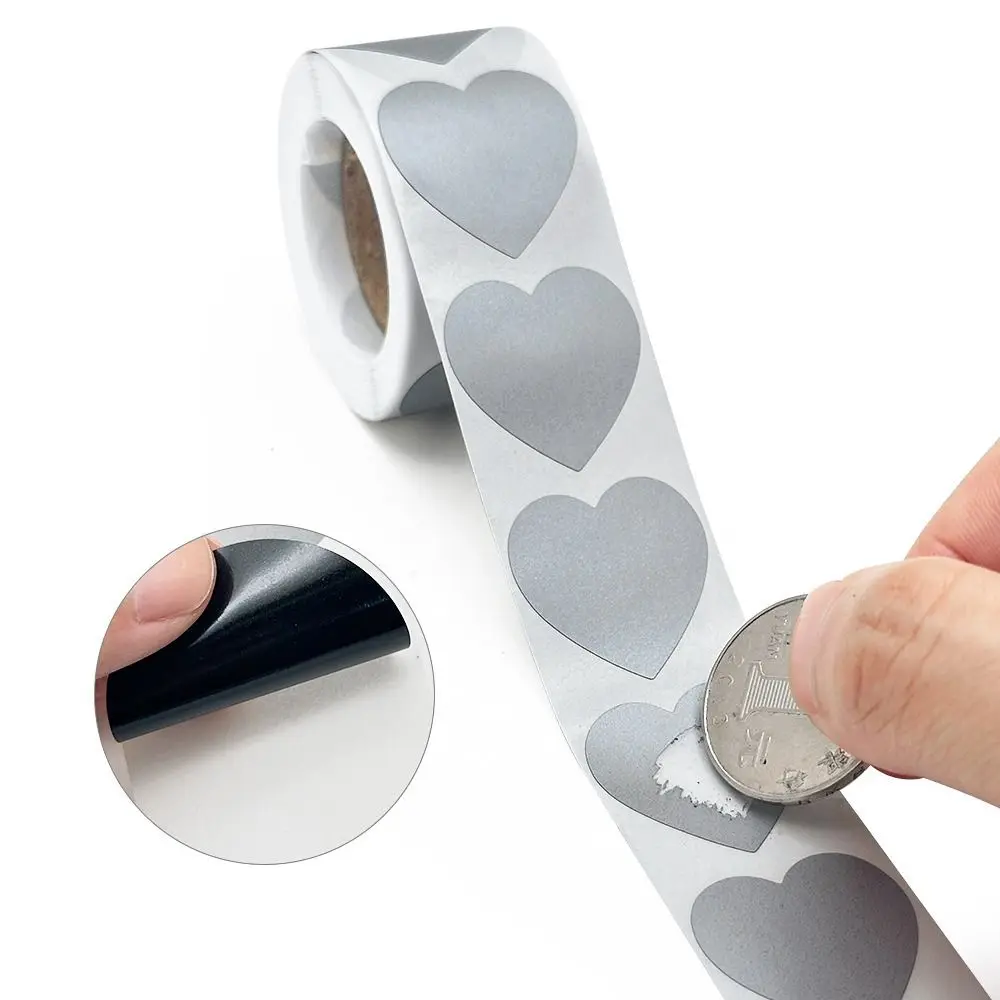 300pcs/Roll 2.5cm Scratch Off Stickers Self-adhesive Waterproof Scratch Labels Stickers Round/Square/Heart/Rectangle