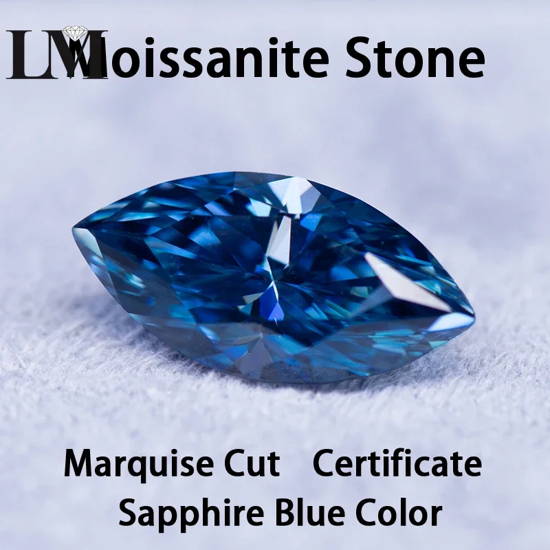 

Moissanite Stone Marquise Cut Sapphire Blue Color Charms Gemstone Advanced Shiny Jewelry Rings Earrings Making with Certificatee