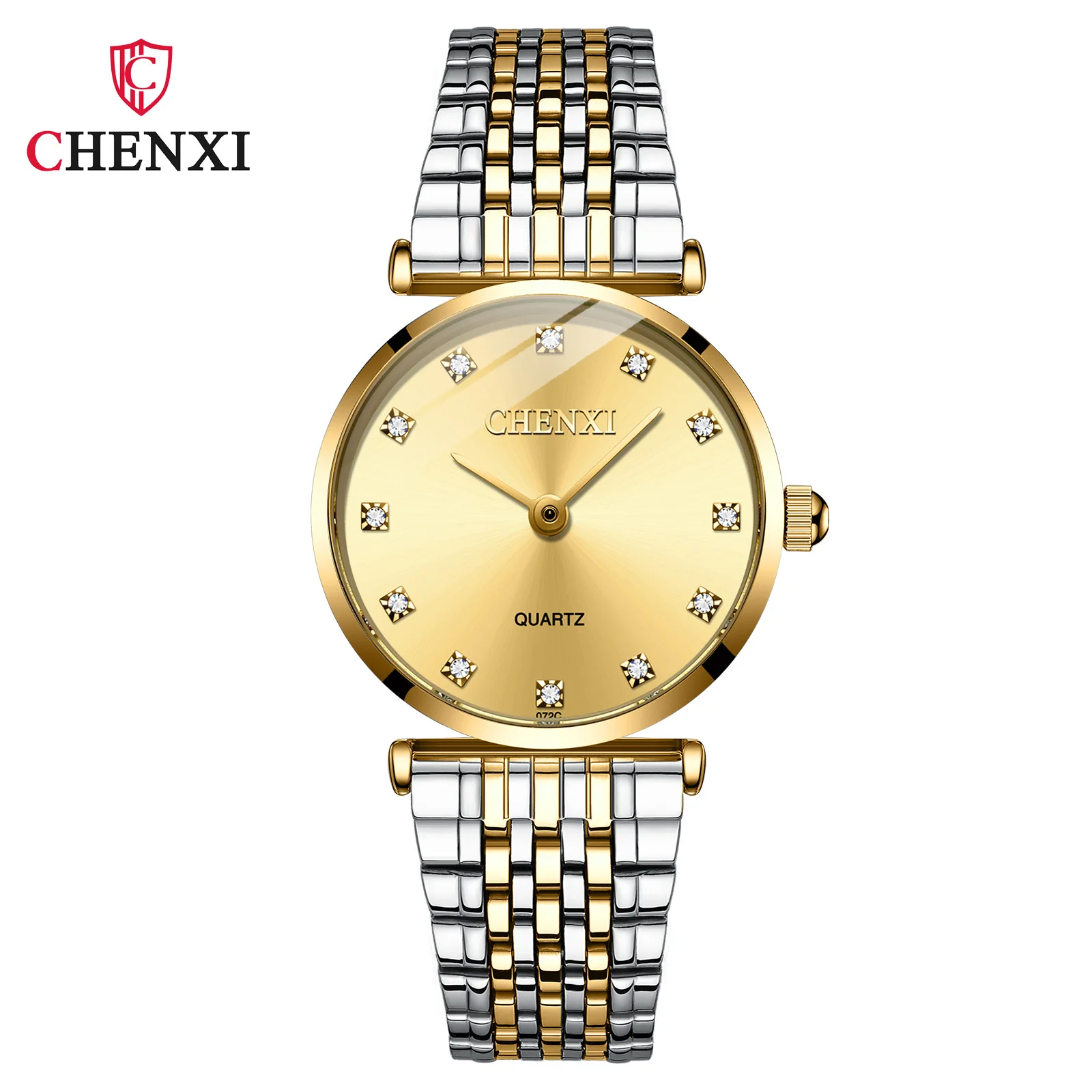 

Fashion Chenxi Brand Couple Top Brand Luxury Golden Full Stainless Steel Waterproof Classic Design Quartz Watch Relogio Saat