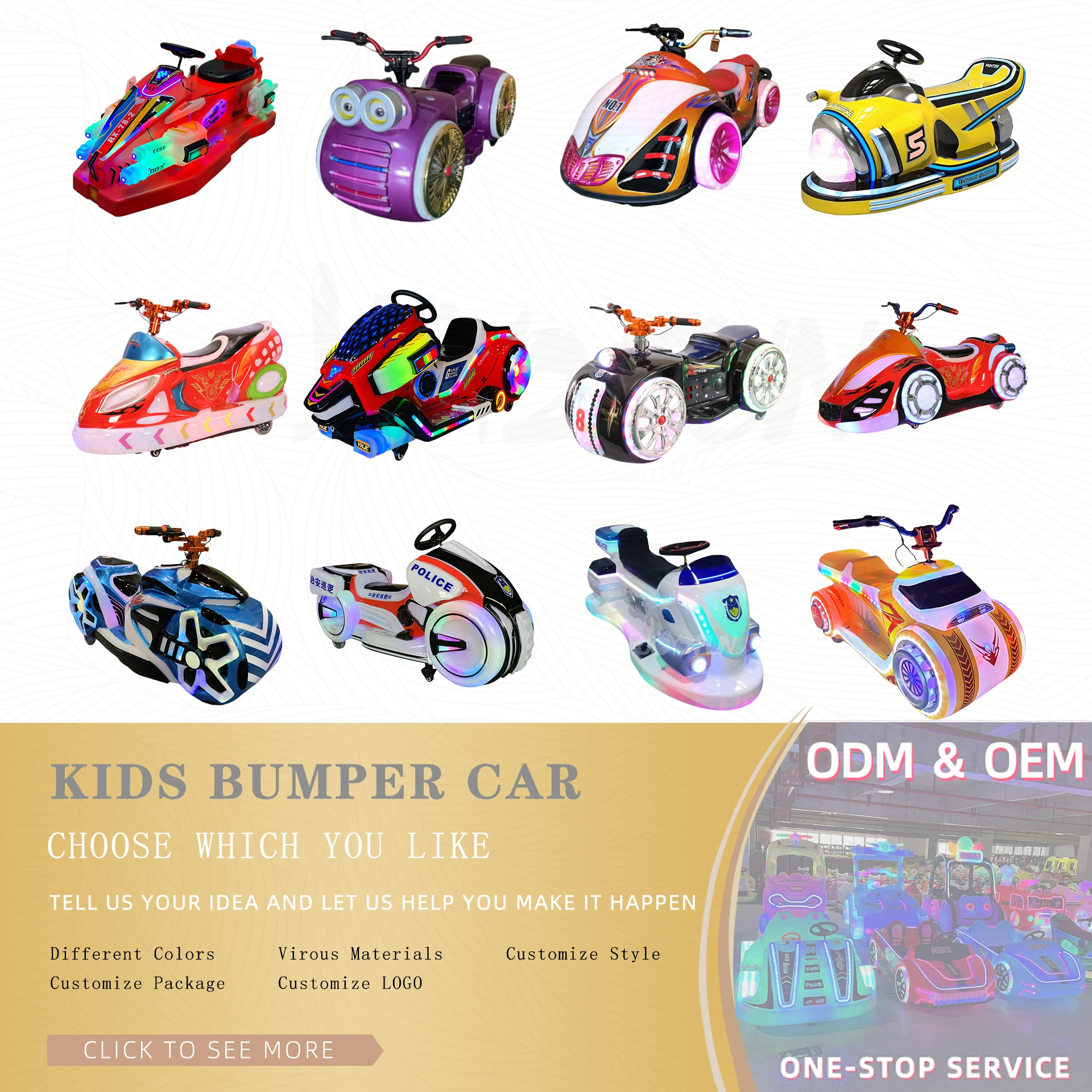 Joy2fun New Square Ride-on Car, Parent-child Double-person Glowing Bumper Car Park Scanning QR Code Electric Toy Car