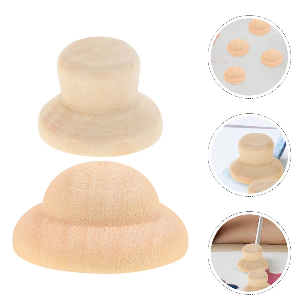 40Pcs Unpainted Wooden Pegs Hat DIY Blank Craft Supplies for Painting Decorating Home Desk Gift Handmade Wooden Hat Accessories