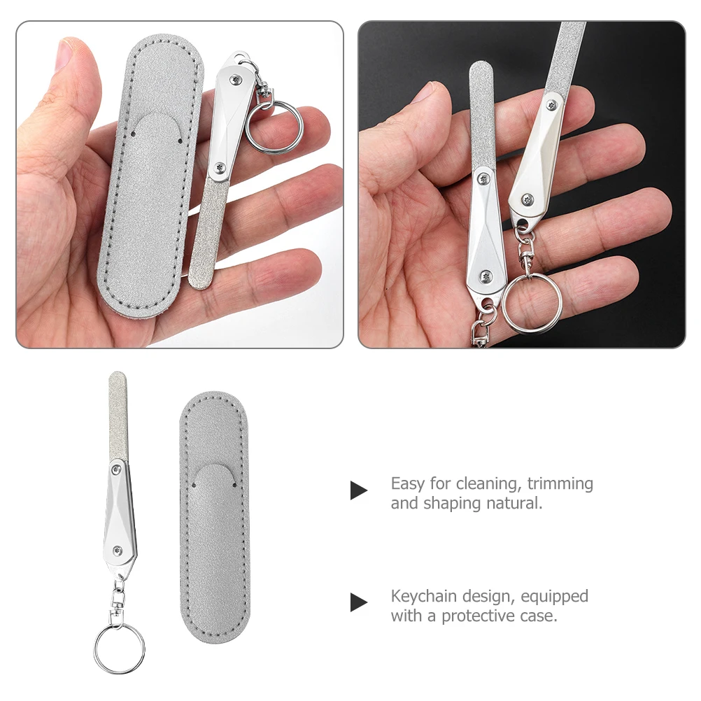 

Stainless Steel Nail Files for Natural Nails Portable Manicure Tool Metal Files Keychain Design Protective Case Lightweight