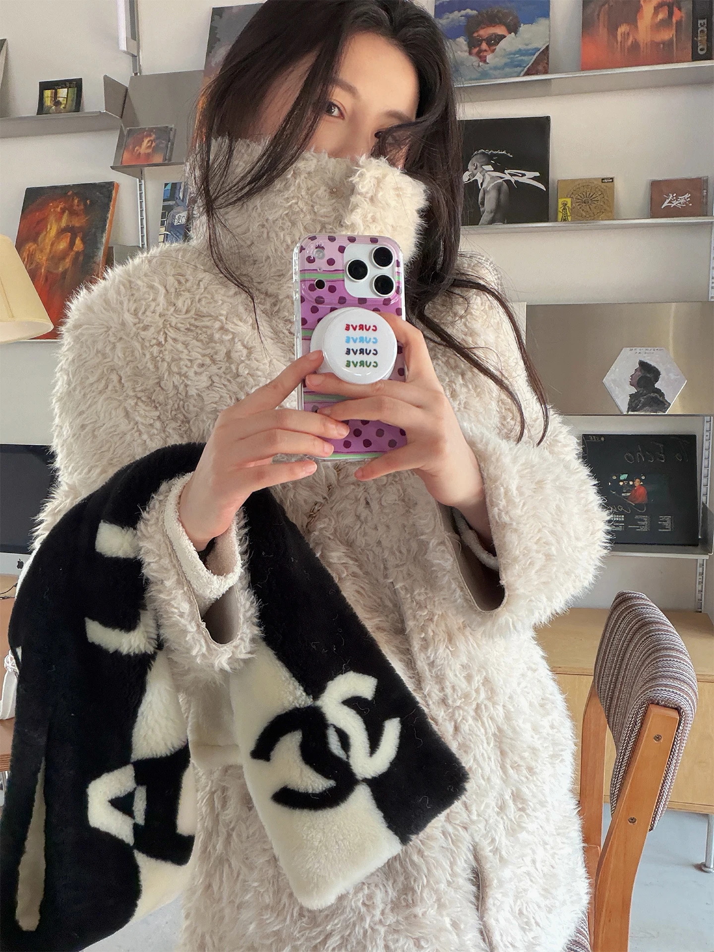 

New Winter Fur Coat Thi Warm Environmental Protection Large Outerwear Women's Cotton Clothes Straight Tube pe Long Sve