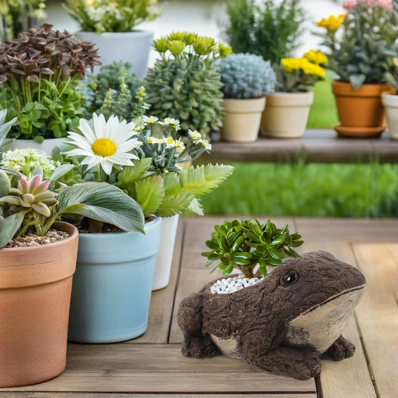 

Creative Frog Planter Mini Cement Succulent Pot For Desk Decor Animal Shaped Cactus Plant Container Flower Garden Ornament