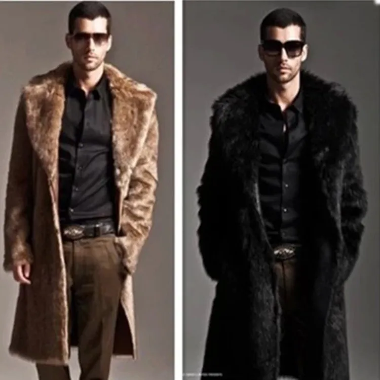 

Faux Fur Coat Winter Men Thick Hooded Fluffy Long Sleeve Warm Outerwear Luxury Fur Jacket Bontjas Mens Long Mink Coats 2021