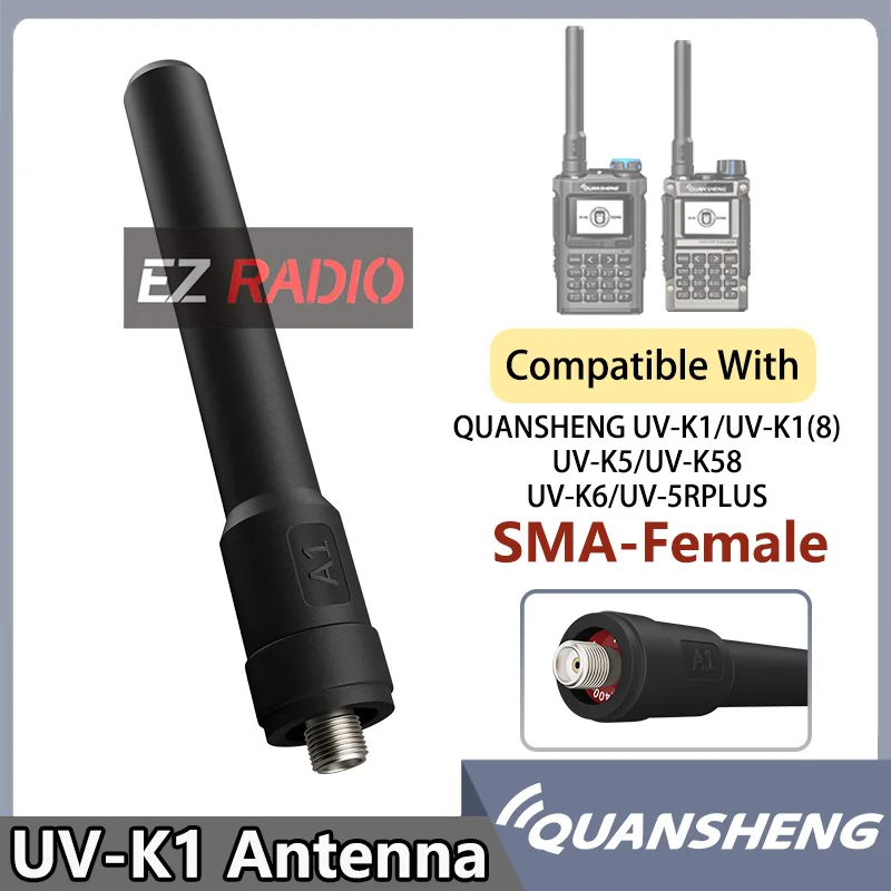 

Антенна Quansheng UV-K1 SMA-Female для раций, оригинальная антенна UV-K1(8), двухдиапазонная UHF/VHF, 136-174 МГц/400-480 МГц