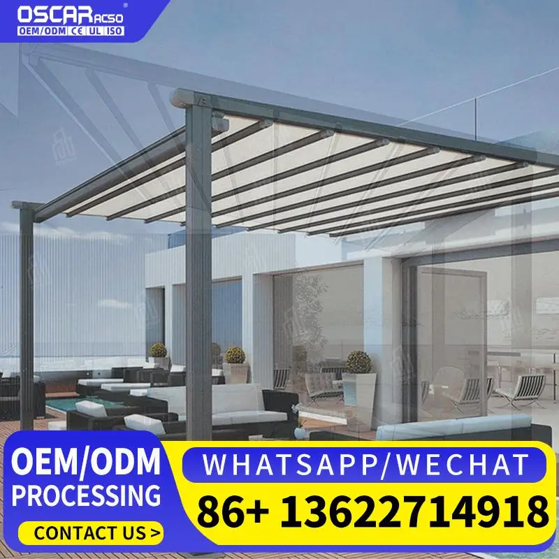 

Customizable Windresistant Aluminum Alloy Telescopic Rain Sunshade for Patio Garden Balcony Retractable Canopy Pergola