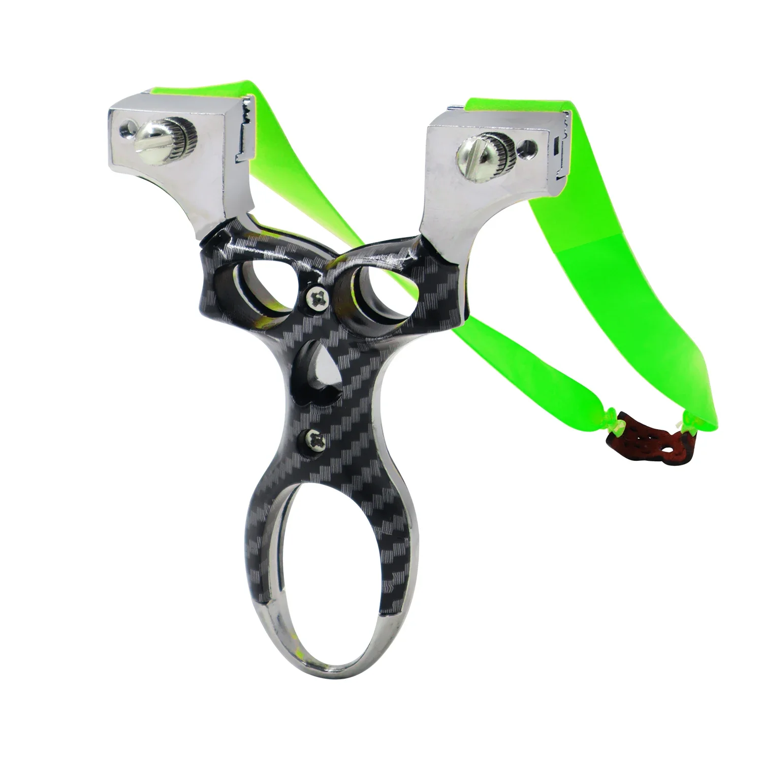 

Zinc Alloy Carbon Textured Hollow Slingshot Target Practice Tool High-quality Professional Precision Slingshot