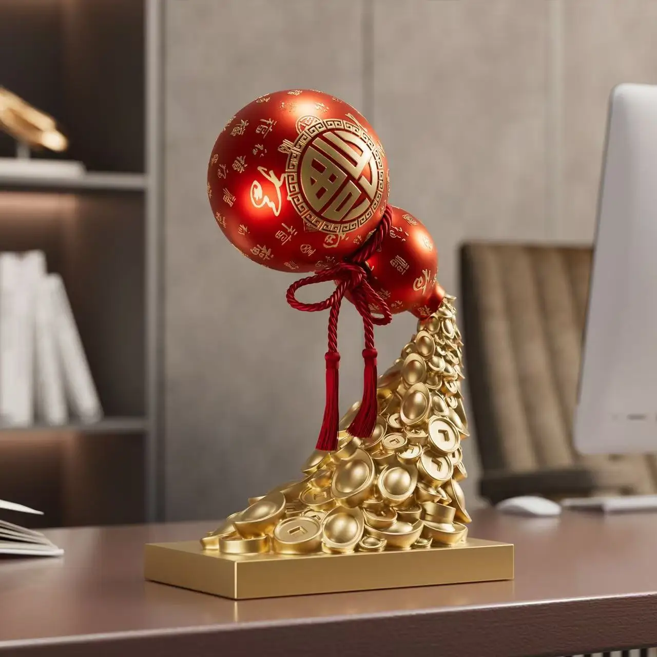 Lucky Wulou Ornaments Home Office Decorations Good Fortune Feng Shui Resin Crafts Chinese Style Shop Opening Business Gold Gifts