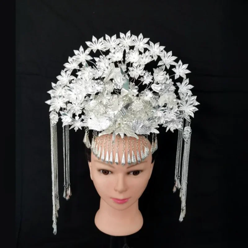 Bijoux en argent ATA Ao, épingle à cheveux en argent, chapeau, scène ethnique UR, accessoires de performance Gellégiti, couvre-chef