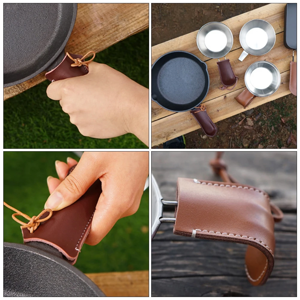 

Pot H Cover Anti scald Cowhide Potholder Heat Insulation Protective Hot H Holders Pan Sleeve Camping Kitchen Parts