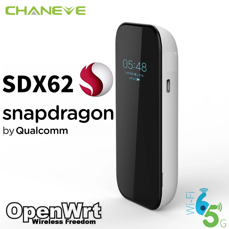 Chaneve OpenWRT travel router MiFi Mobile Hotspot Portable 5G Sim WiFi Router by Qualcomm SDX62 chipset and High-Speed ​​WiFi 6E