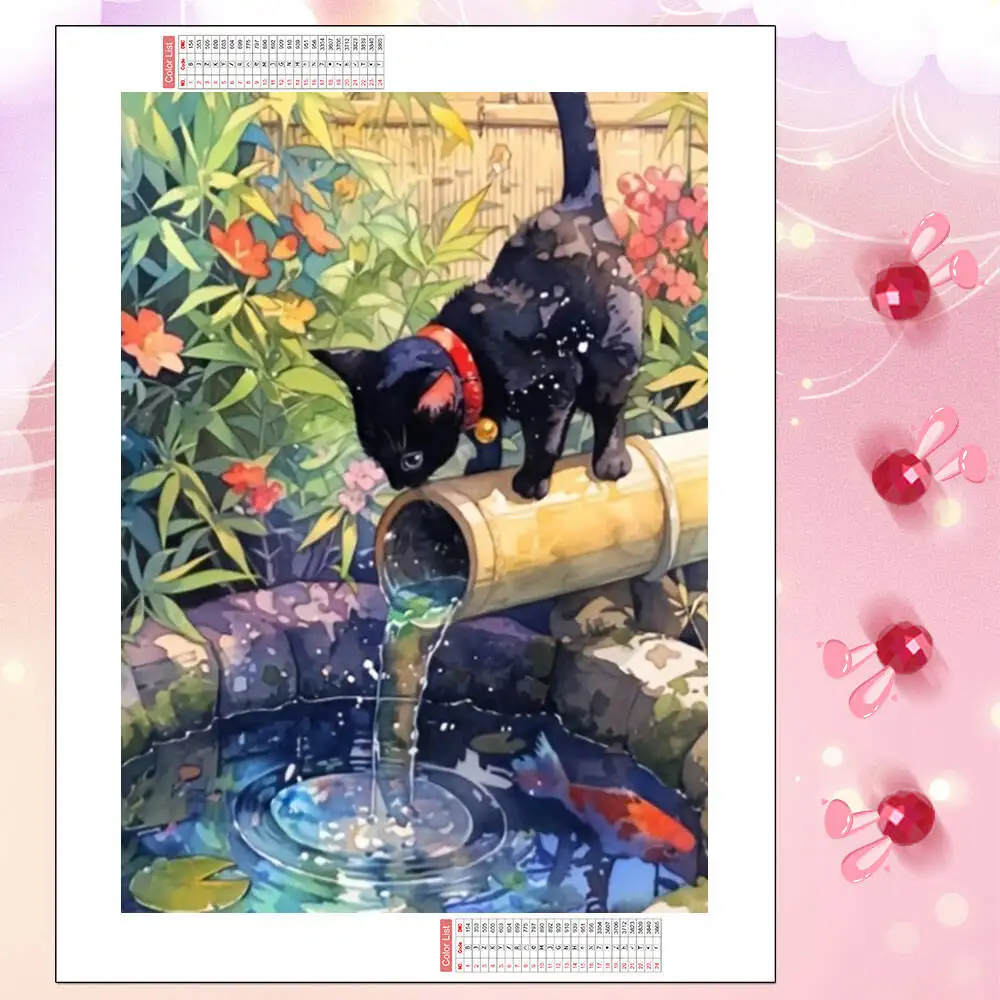 

5D DIY Алмазная мозаика Бамбук Вода Кошка Животное Полный квадратный круглый набор алмазной живописи Гостиная Художественное ремесло