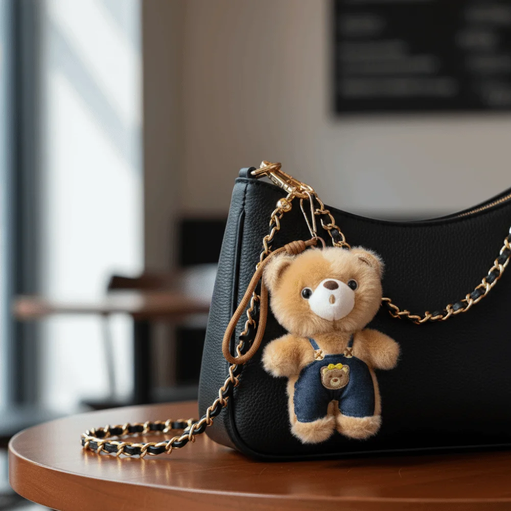 

Car Keychain PP Cotton Bear Pendant Animal Cotton Little Bear Pendant Cartoon Soft Little Bear Key Ring Birthday Gift