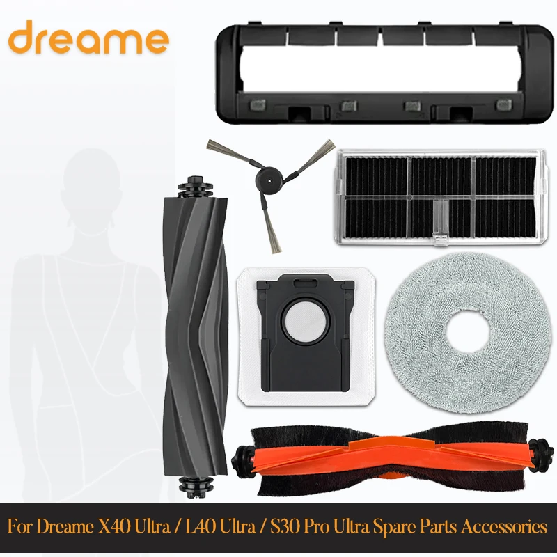 Fro Global Dreame X40 Ultra， X40 Ultra Complete，L40 Ultra，S30 Pro UItra Accessories Main Roller Side Brush，Dust Bag，Hepa Filter