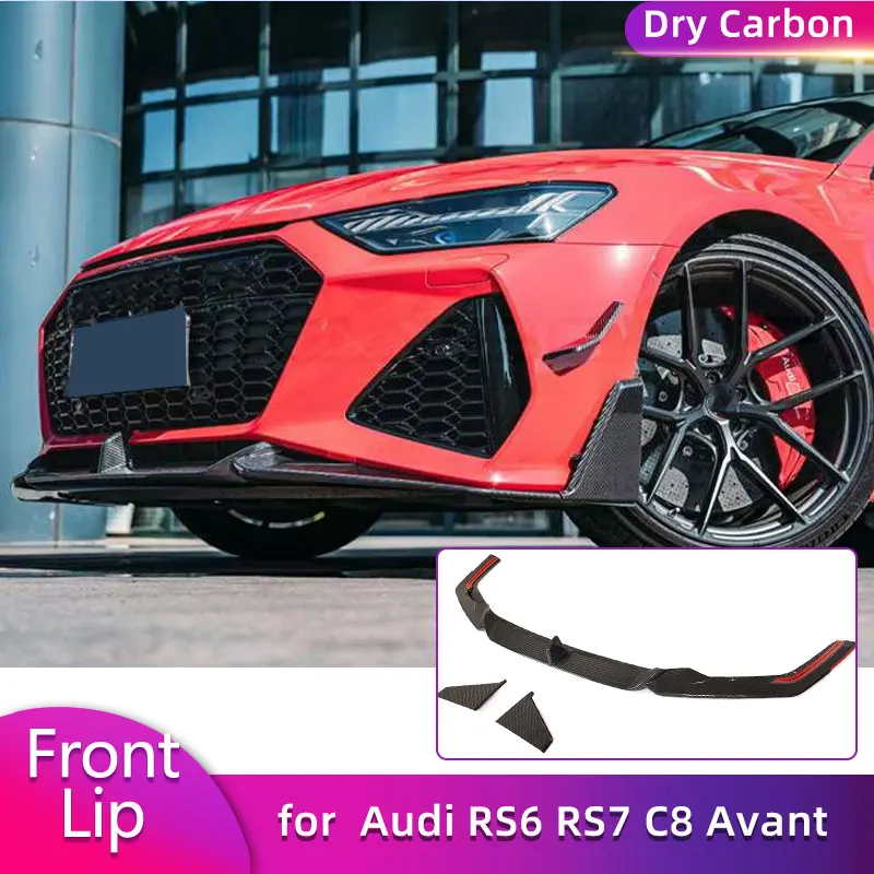 

Prepreg Dry Carbon Front Bumper Lip Spoiler for Audi RS6 RS7 C8 Avant 2020-2025 Car Front Lip Chin Apron Splitters Body Kits