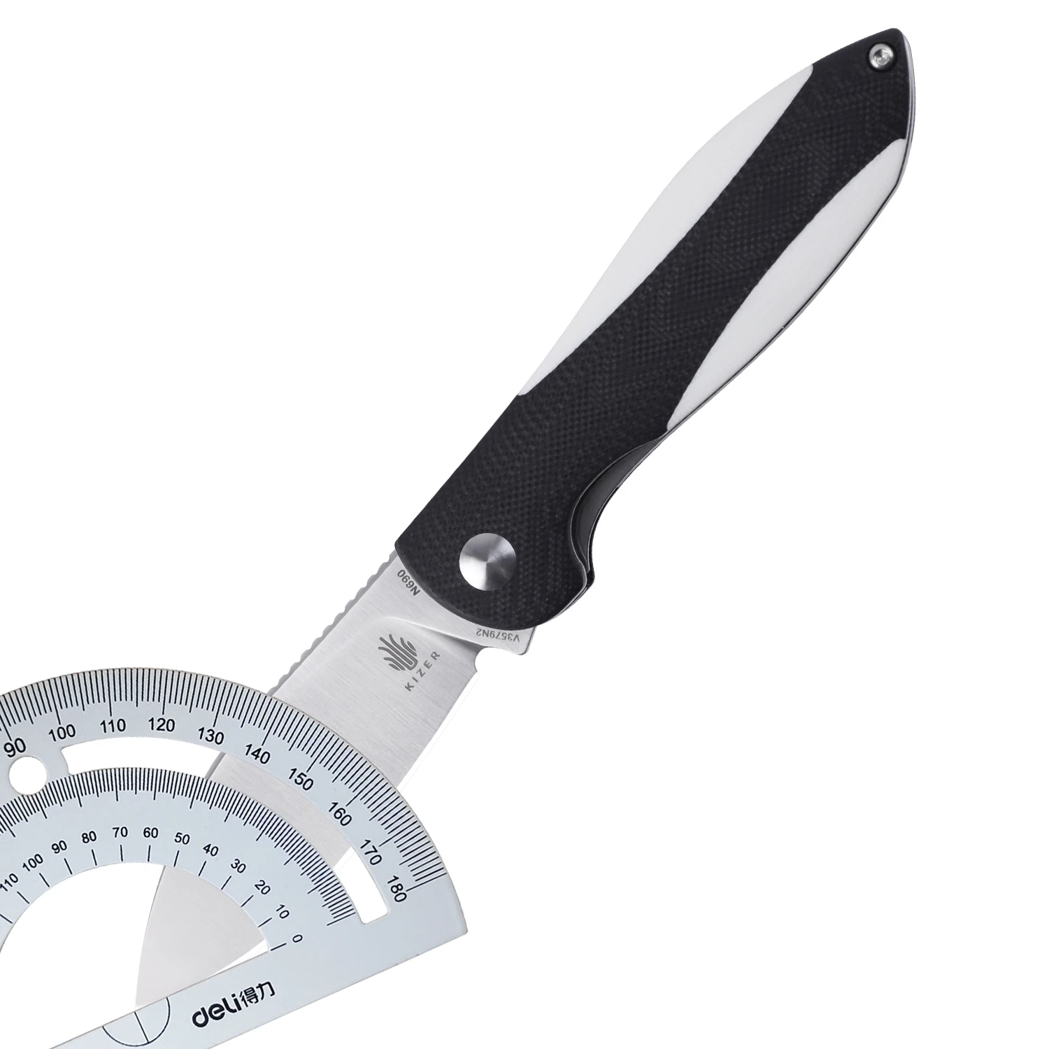Kizer-cuchillo de caza Infinity V3579N2, mango G10 blanco y negro con hoja de acero N690 con apertura frontal, 2021