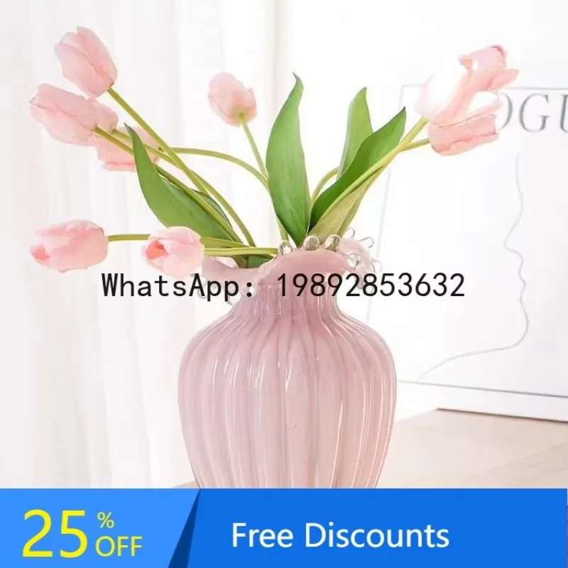 Z4  Vintage Fenton Gift Home Glass Cream Vase Flower Arrangement Vase Ornament Internet Celebrity Creative Flower Arrangement