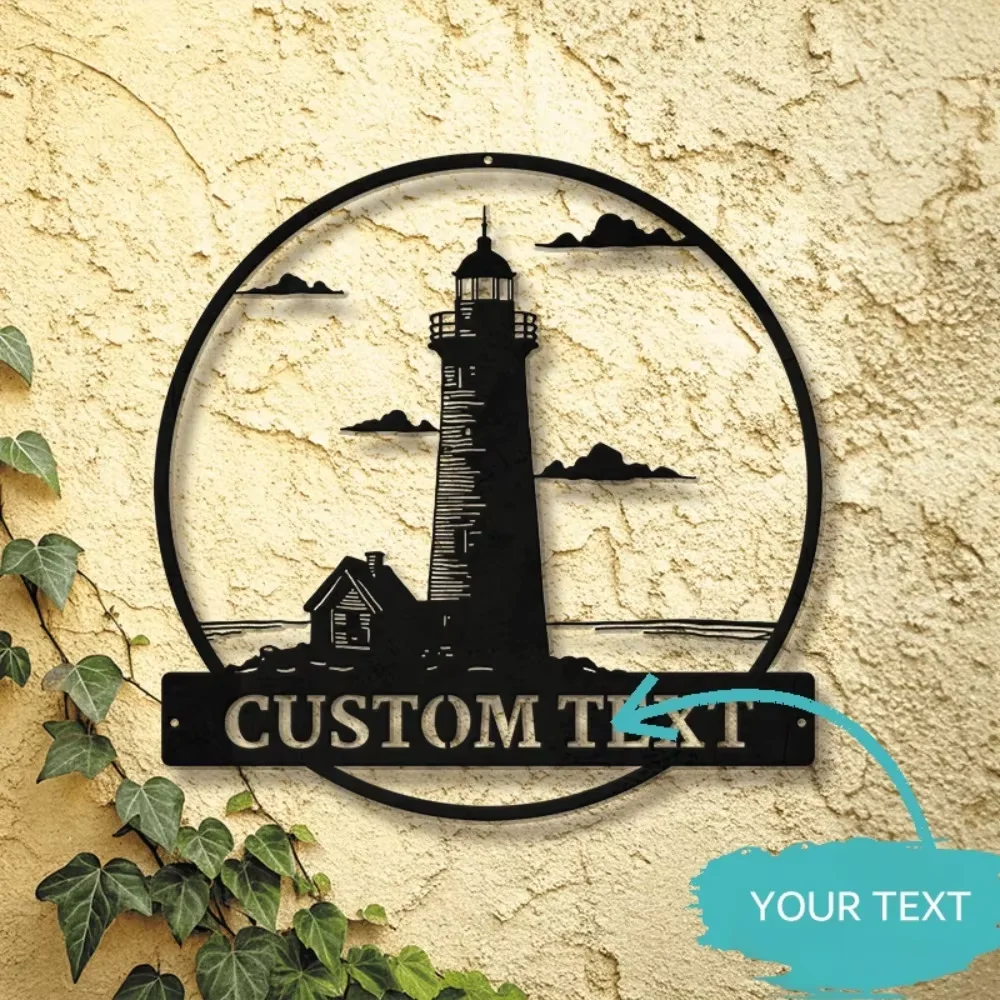 Custom Seaside Lighthouse Sign Personalized, Durable for Long term Use, Ideal Beach House Wall Art, Must - Have Gift