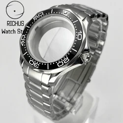 41mm NH35 Case Sapphire Glass Watch Case 38mm Ceramic Bezel Fit NH35 NH36 ETA2836 Miyota82 Series Movement Watch Accessories