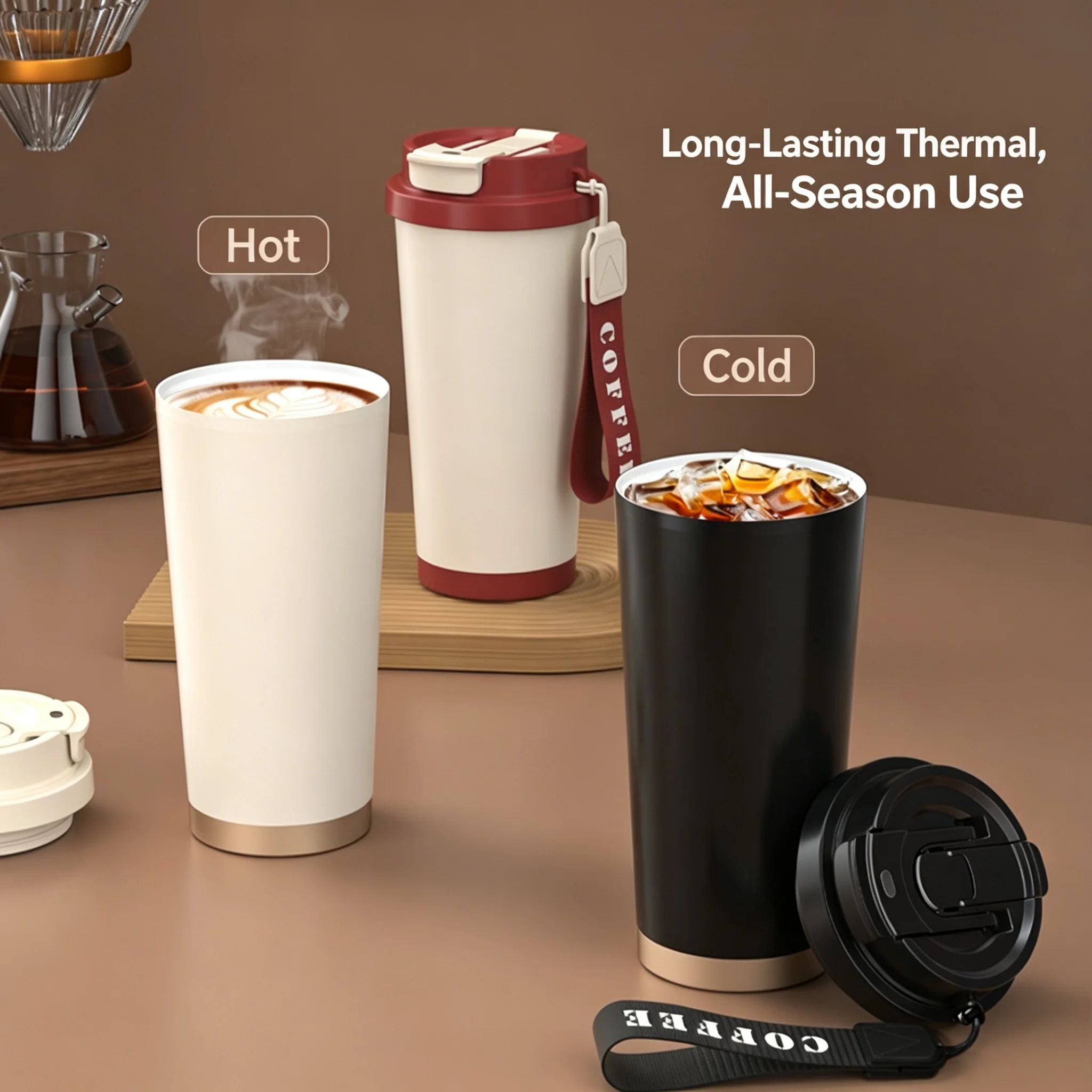 Large Capacity Ceramic Vacuum Flasks Reusable Double Wall Thermoses Stainless Steel Coffee Mug Insulated Cup Home Drinkware