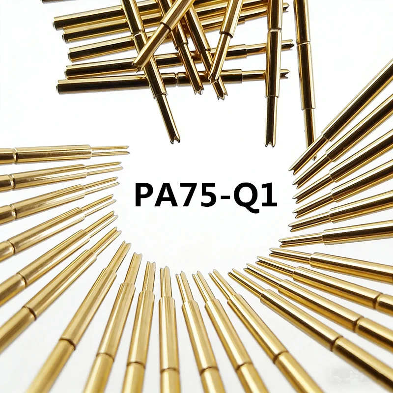 

100 шт. позолоченный PA75-Q1 четырехкулачковая головка с цветком сливы, пружинный тестовый штифт, внешний диаметр 1,02 мм, длина 16,5 мм, штифт Pogo для печатной платы