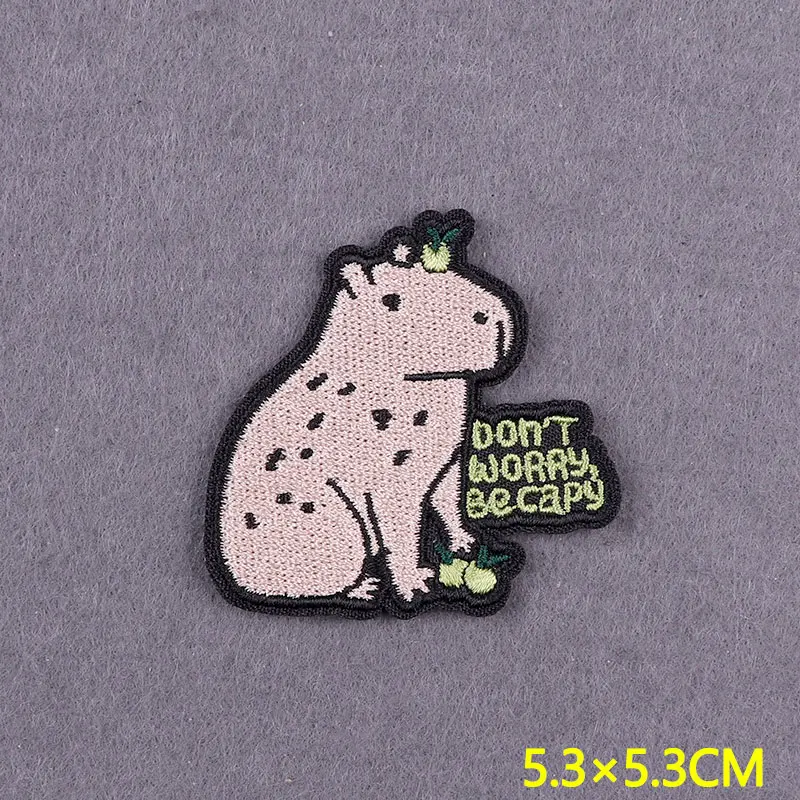 Embroidery Patch Cute Animal Capybara Iron on Patches For Clothing DIY Cartoon Badge Clothing Thermoadhesive Patches On Backpack