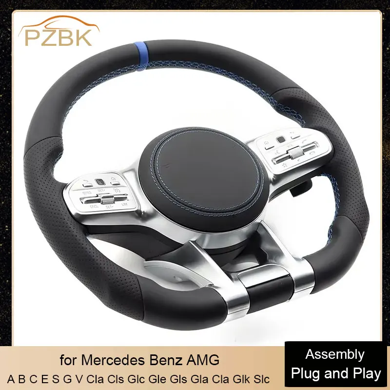 

Sport Style Car Steering Wheel Blue Stiching for Mercedes Benz AMG GLE GLS GLC CLA GLA W204 W205 W213 W221 W222 W463 E450 E200