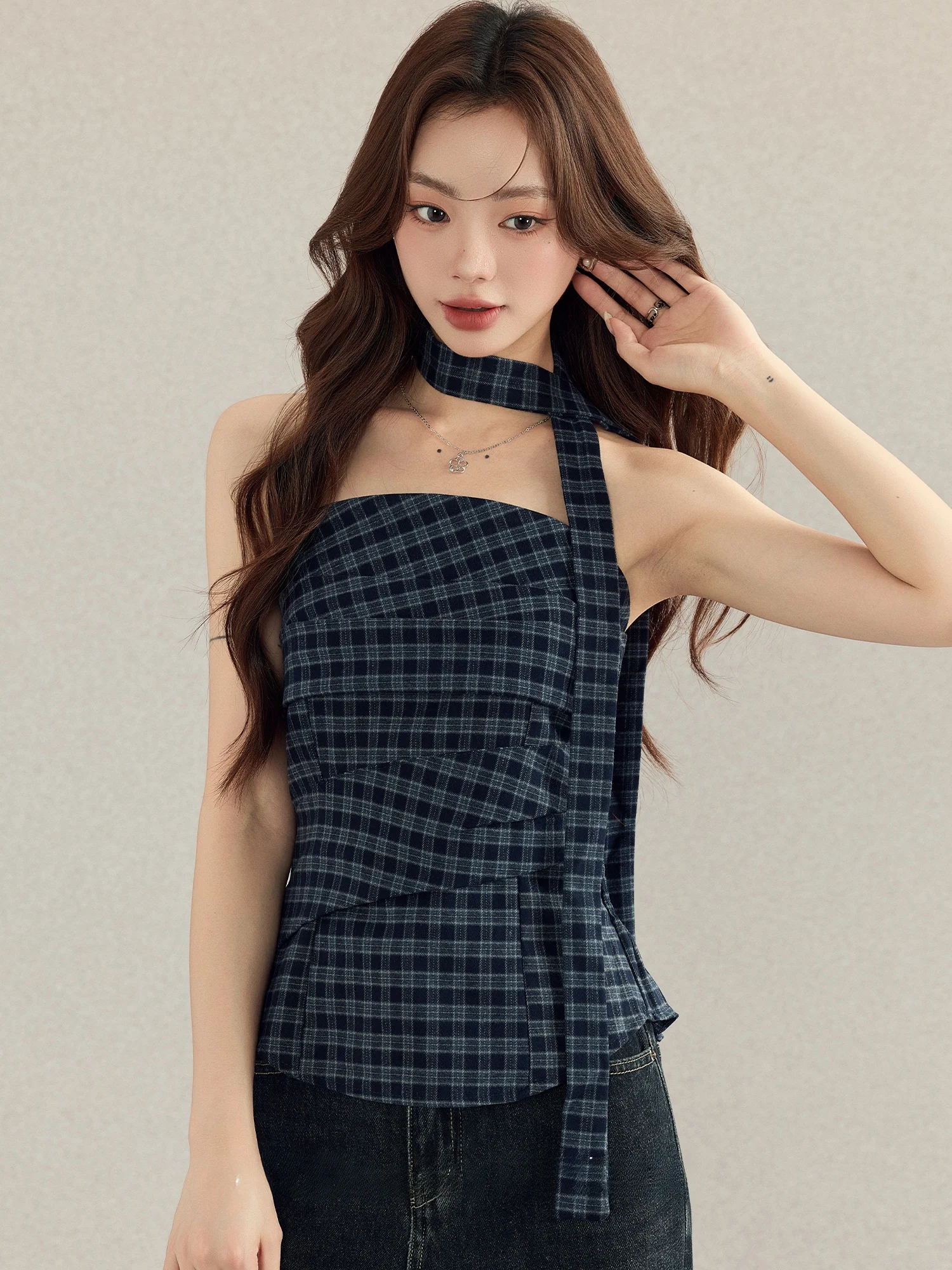 

Slim Fit Svel Vest Women's Early Autumn Inner Wear Strapl Sweet Sle Cheered Pattern Hanging Ne Top