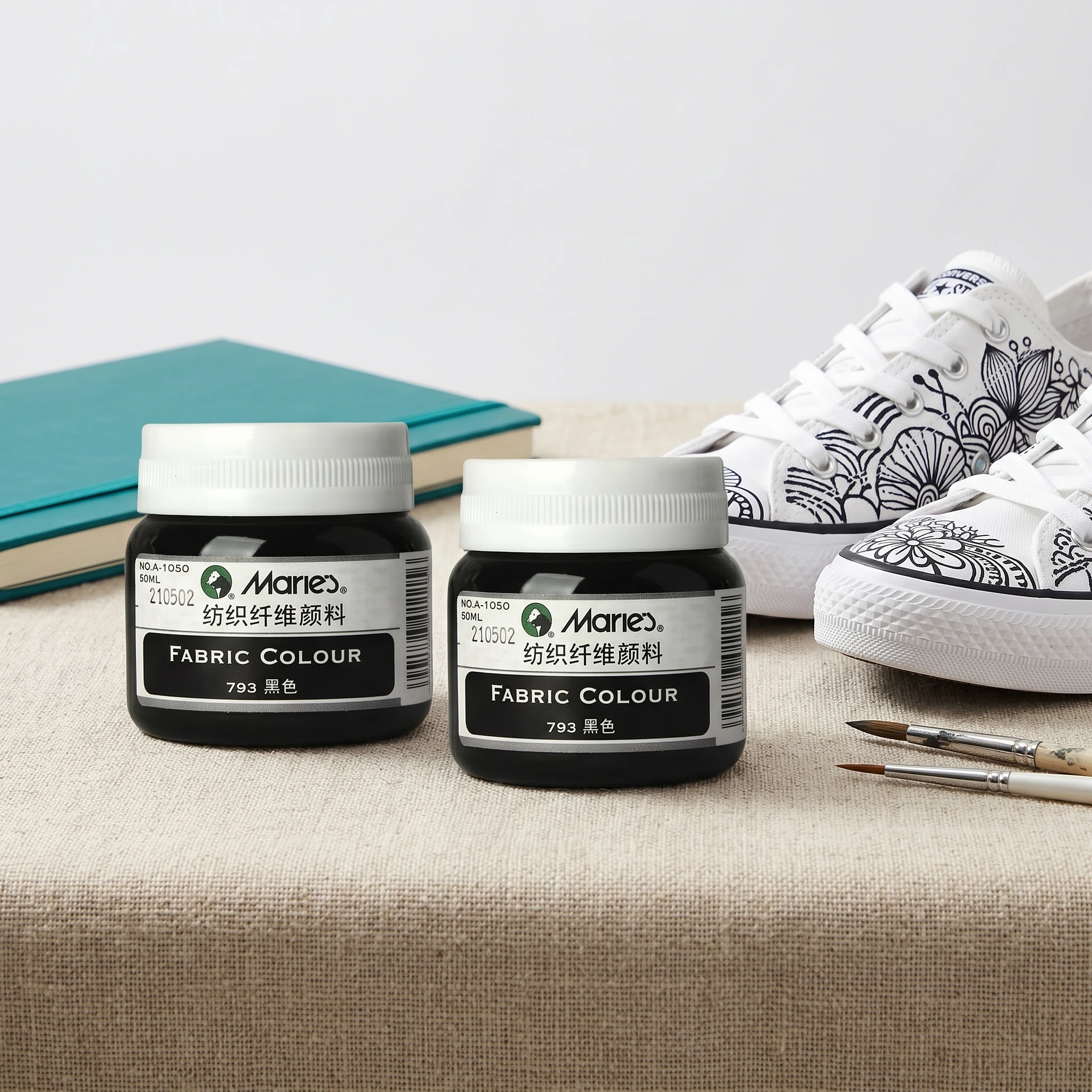 2Pcs Marie's Fabric Paint 50ml Permanent Washable Colors for Shirts Shoes Jeans Canvas Artists And Crafters