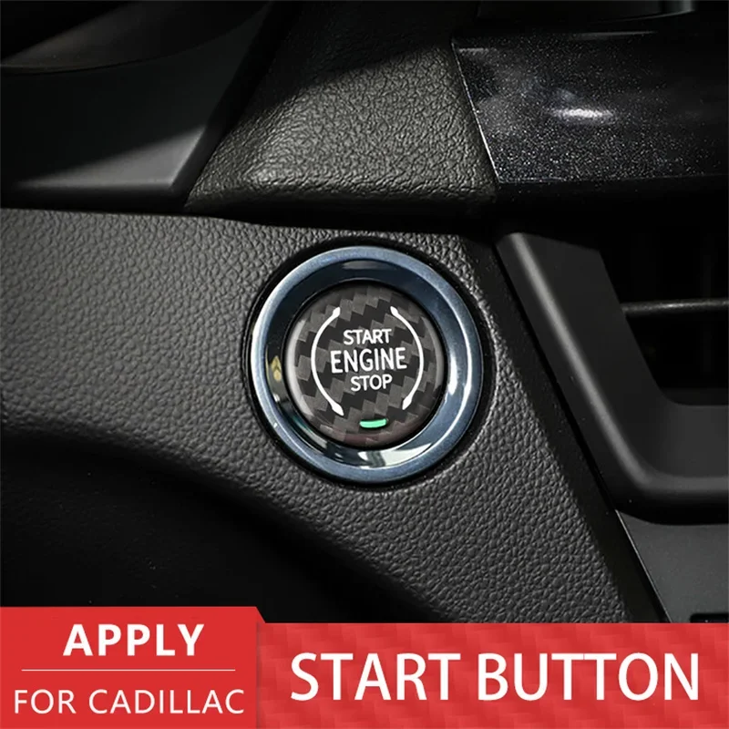 Car Engine Start Stop Button Cover Real Carbon Fiber Sticker For Cadillac XT4 2018 XT6 2019 CT5 2020