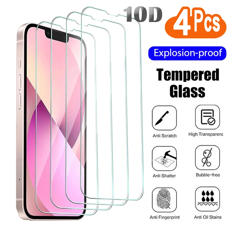 3Pcs Tempered Glass Explosion Proof Protective Screen Protector Film For iPhone X XR XS 7 8 Plus SE2 11 13 14 15 12 Pro Max Mini