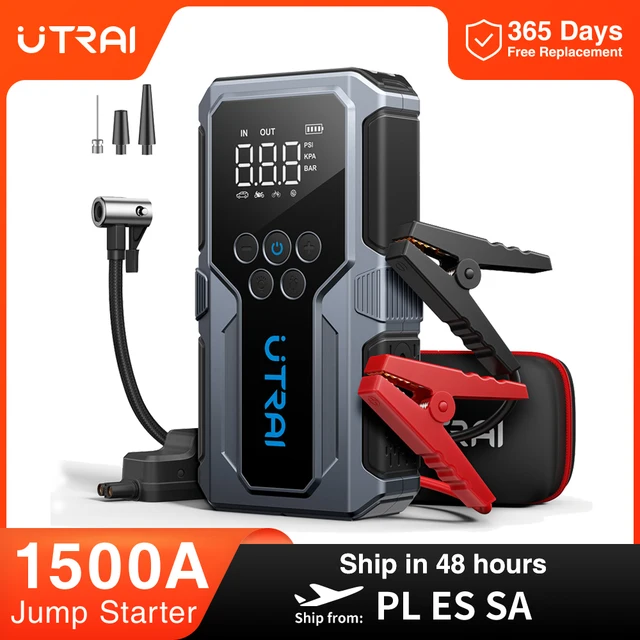 UTRAI 1500A urządzenie do uruchamiania awaryjnego samochodu Power Bank przenośna pompa powietrza 150PSI akumulator samochodowy awaryjne wzmacniacze urządzenie rozruchowe rozrusznik samochodowy 2024