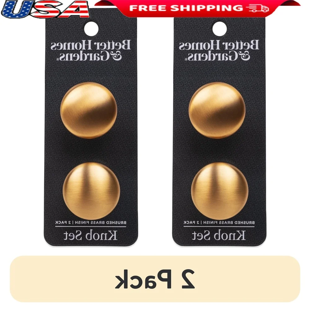 

Brushed Brass Round Cabinet Knobs Set of 2 Durable Zinc Hardware 30mm Classic Design Easy Installation